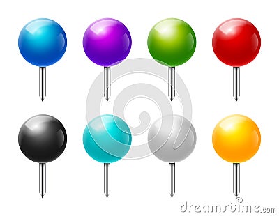 Vector ball vector isolated pin icon. Needle round colorful memo pushpin marker icon. Vector Illustration