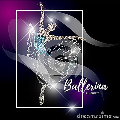 Vector ballerina silhouette on black background. Vector Illustration