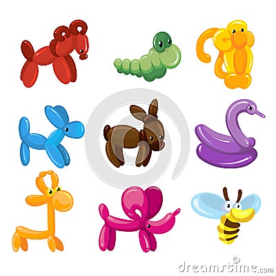 Vector balloon animals toys decoration for kids party Vector Illustration