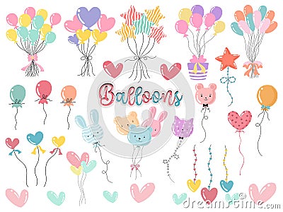 Vector balloons collection designed in vibrant colors. On a white background Vector Illustration