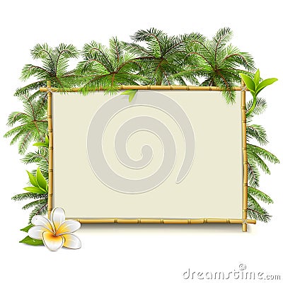 Vector Bamboo Frame with Palm Vector Illustration