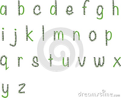 Vector bamboo vector drawing small letters a to z design Vector Illustration