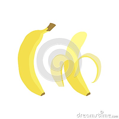 Vector banana fruit icon set. Isolated on white Vector Illustration