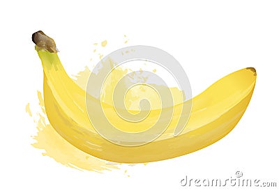 Vector banana illustration with watercolor effect isolated on white background Vector Illustration