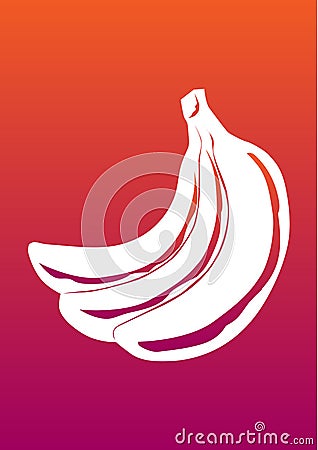 Vector bananas poster with gradient backround Vector Illustration