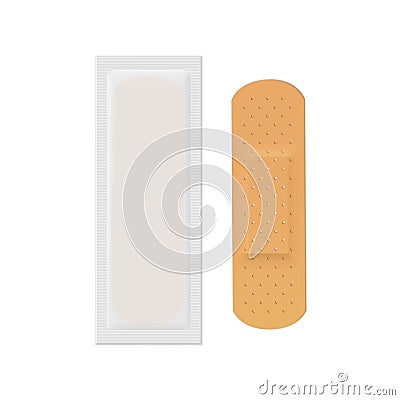 Vector Bandage Plaster Aid Band Medical Adhesive Vector Illustration