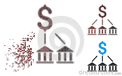 Damaged Pixel Halftone Bank Association Icon Vector Illustration