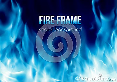 Vector banner with blue color burning fire frame Vector Illustration