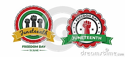 Vector banner, greeting card or poster for Juneteenth Day,, Set of stickers juneteenth day. Vector Illustration