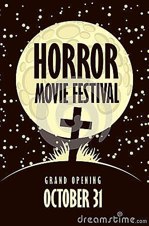 Banner for horror movie festival, scary cinema Vector Illustration