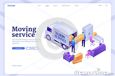 Vector banner of house moving service Vector Illustration