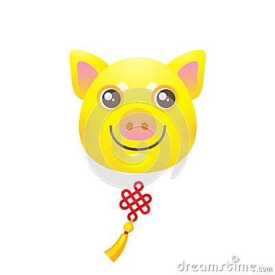 Illustration of kawaii pig, symbol of 2019 on the Chinese calendar. Vector Illustration