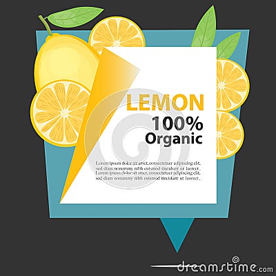 Vector Banner Lemon Organic. Vector Illustration