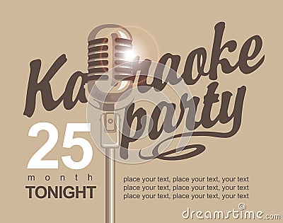 Vector Banner with microphone for karaoke parties Vector Illustration