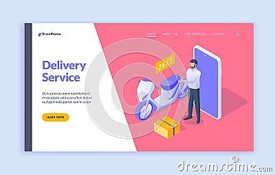 Vector banner for modern delivery service website Vector Illustration