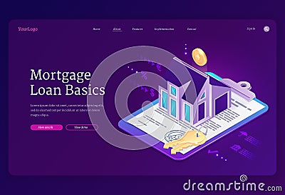 Vector banner of mortgage loan basics Vector Illustration