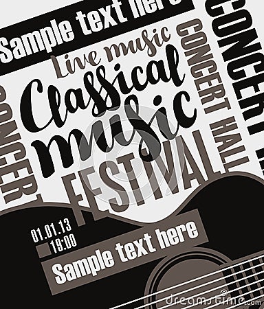 Banner for festival classical music with a guitar Vector Illustration