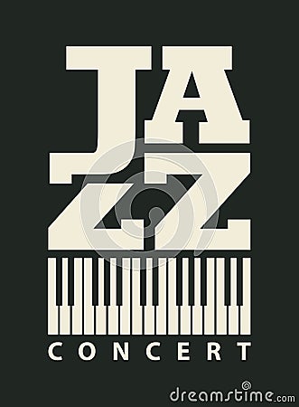 Music poster for a jazz concert with piano keys Vector Illustration