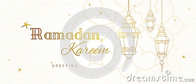 Vector banner for Ramadan Kareem greeting. Stock Photo