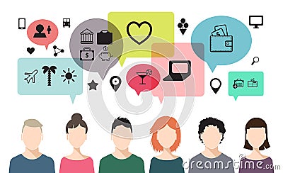 Vector banner of speaking people, chat, teem work Vector Illustration