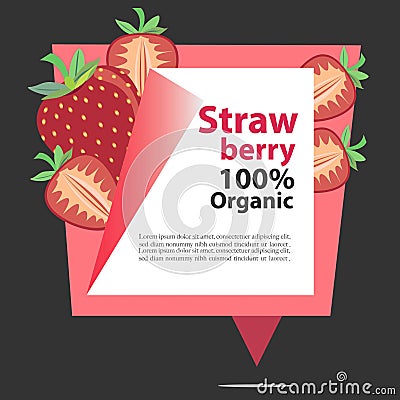 Vector Banner Strawberry Organic. Vector Illustration