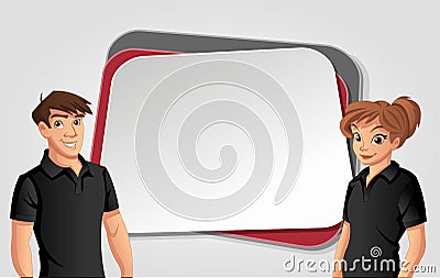 Vector banners / backgrounds with cartoon couple. Vector Illustration
