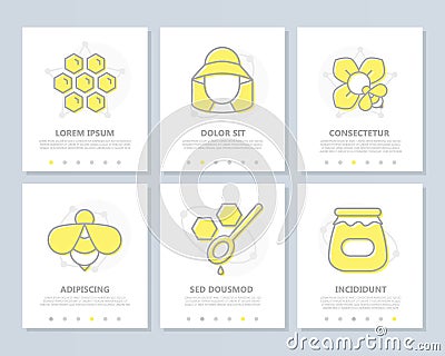 Set of honey colored elements for multipurpose a4 presentation template. Leaflet, corporate report, marketing Vector Illustration