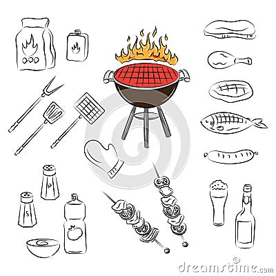 Vector barbecue party elements Vector Illustration