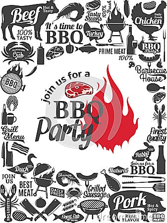 Vector barbecue party invitation Vector Illustration