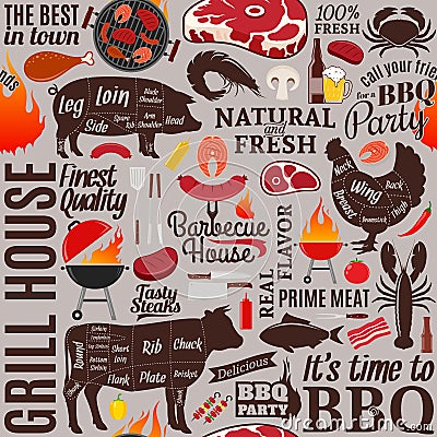 Vector barbecue seamless pattern or background Vector Illustration