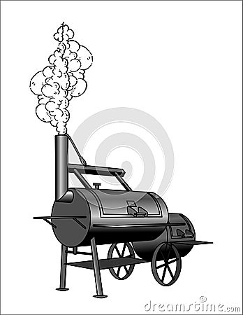 Vector - barbeque machine to cook meat Cartoon Illustration