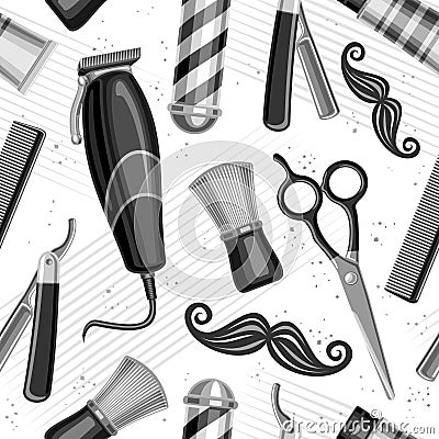Vector Barbershop Seamless Pattern Vector Illustration