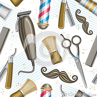 Vector Barbershop Seamless Pattern Vector Illustration