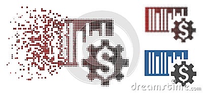 Disappearing Pixel Halftone Barcode Price Setup Icon Vector Illustration