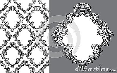 Vector baroque acanthus leaves frame seamless pattern Vector Illustration