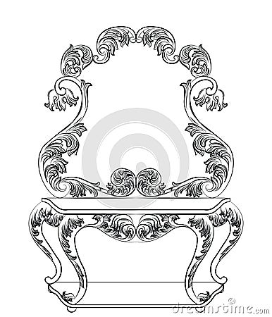 Vector Baroque furniture Dressing Table Stock Photo