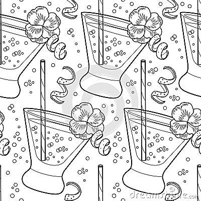 Vector bartender equipment seamless pattern. Vector line art illustration Vector Illustration
