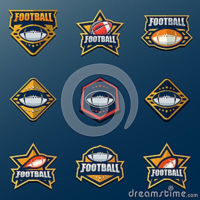 Set of American Football Logo Template. Vector College Logos Ill Vector Illustration