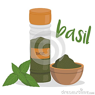 Vector basil illustration isolated in cartoon style. Vector Illustration