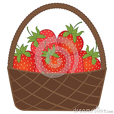 Vector Basket with Strawberries. Vector Strawberry. Vector Illustration