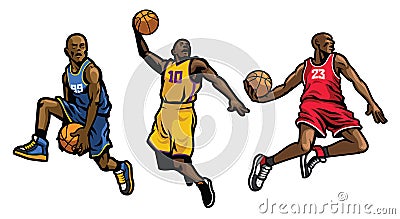 Basketball player set Vector Illustration