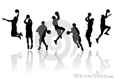 Vector Basketball Player Silhouettes Stock Photo