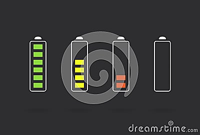 Vector Battery Accumulator Charge Icon or Symbol Set Vector Illustration