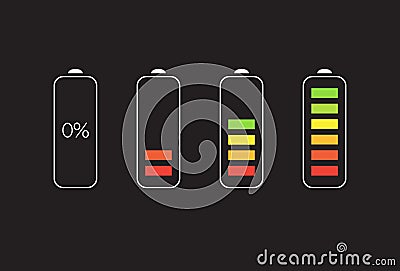 Vector Battery Accumulator Charge Icons Vector Illustration