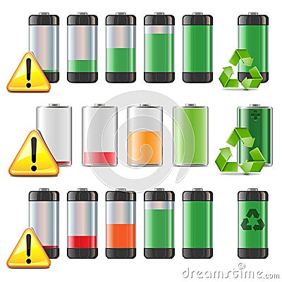 Vector Battery Icons Set Vector Illustration