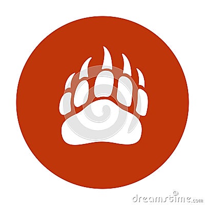 Vector bear paw footstep silhouette for logo, icon, poster, banner. Wild animal paw print with claws. The trail of bear, imprint. Stock Photo