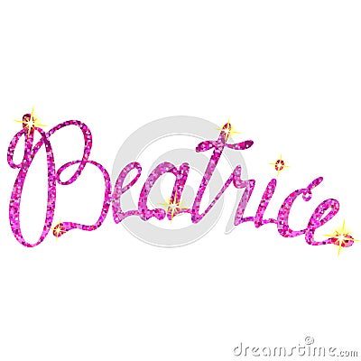 Beatrice name lettering tinsels Vector Illustration