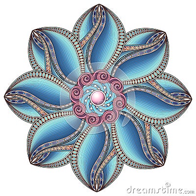 Vector Beautiful Deco Colored Contour Mandala Vector Illustration