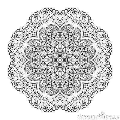 Vector Beautiful Deco Monochrome Contour Mandala Vector Illustration