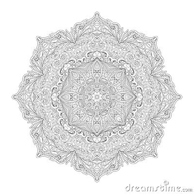 Vector Beautiful Deco Monochrome Contour Mandala Vector Illustration